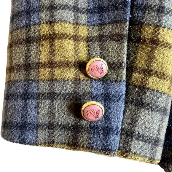 Vintage Cashmere and Wool Plaid Blazer Jacket 40 Made in Italy Preppy Academia - Picture 9 of 9